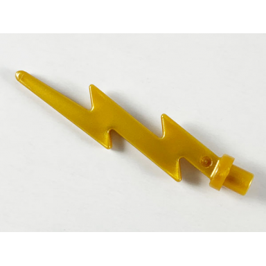 pearl gold wave angular single with bar end lightning bolt