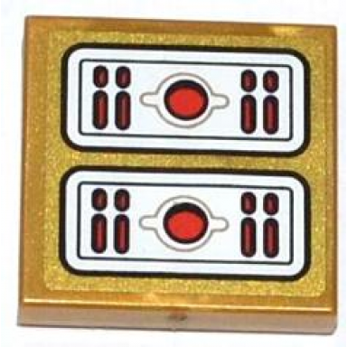 pearl gold tile 2 x 2 with red light bars and circles pattern sticker - set 70505