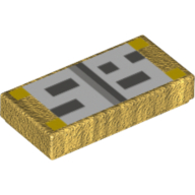 pearl gold tile 1 x 2 with pixelated black white and gray pattern minecraft open book