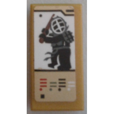 pearl gold tile 1 x 2 with ninjago trading card game kendo cole pattern sticker - set 70589