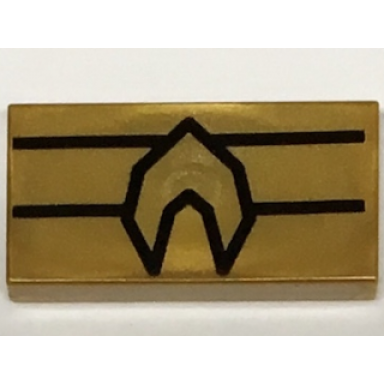 pearl gold tile 1 x 2 with black polygon and lines pattern brickheadz aquaman belt buckle