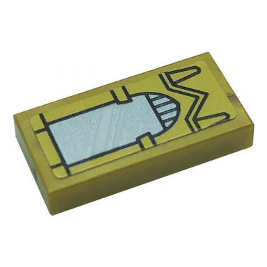 pearl gold tile 1 x 2 with silver mirror with gold arched border pattern sticker - set 71043