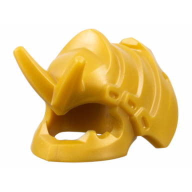 pearl gold minifigure headgear helmet ninja samurai tipped forward with dragon horns and jaw