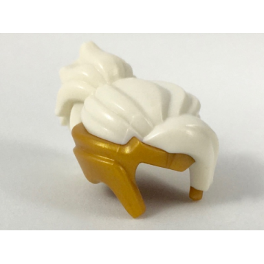 pearl gold minifigure hair combo tiara with molded white bangs top and ponytail pattern