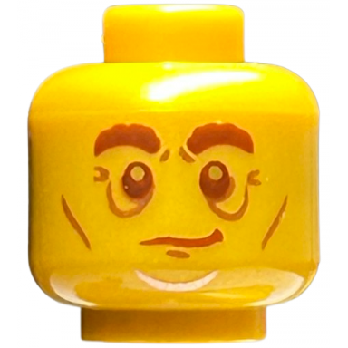pearl gold minifigure head reddish brown eyebrows copper contour lines and chin pattern