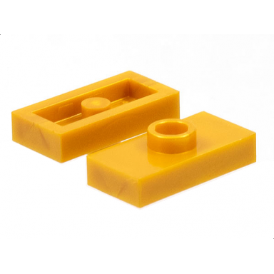 pearl gold plate modified 1 x 2 with 1 stud without groove jumper