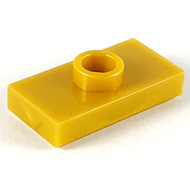 pearl gold plate modified 1 x 2 with 1 stud with groove jumper