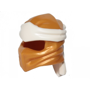 pearl gold minifigure headgear ninjago wrap type 4 with molded white headband pattern
