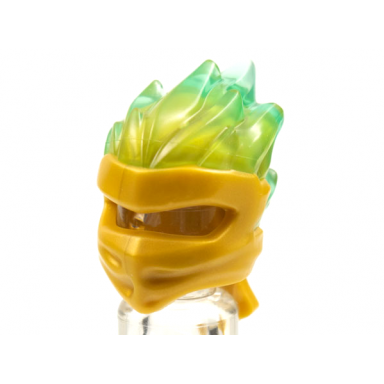 pearl gold minifigure headgear ninjago wrap type 5 with molded trans-light blue flames pattern