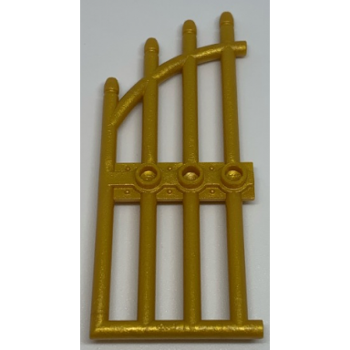 pearl gold door 1 x 4 x 9 arched gate with bars and three studs