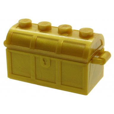 pearl gold container treasure chest with slots in back and same color thick hinge curved lid 4738a 4739a