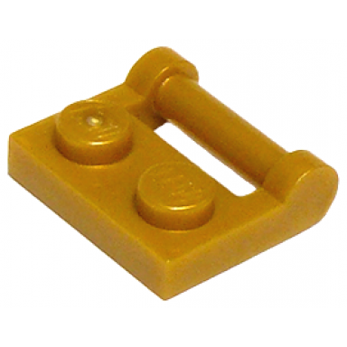 pearl gold plate modified 1 x 2 with bar handle on side - closed ends