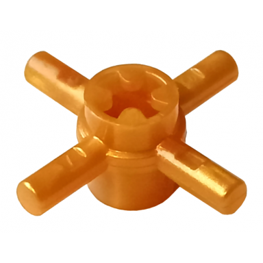pearl gold technic axle connector hub with 4 bars and pin hole