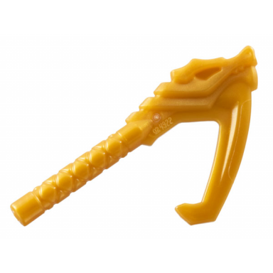 pearl gold minifigure weapon sickle with dragon head and long wrapped handle