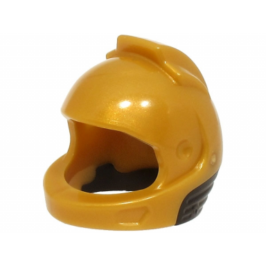 pearl gold minifigure headgear helmet space city astronaut with molded black neck base pattern