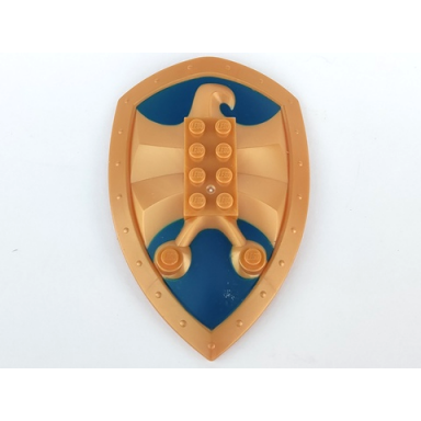 pearl gold large figure shield 2 x 4 brick relief jayko hawk with dark blue pattern