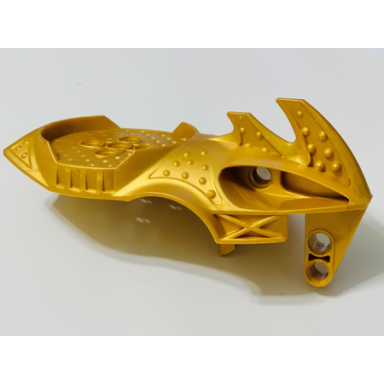 pearl gold bionicle visorak head with 7 pin holes and axle hole vohtarak