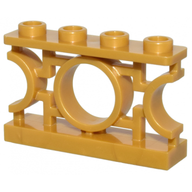 pearl gold fence 1 x 4 x 2 ornamental asian lattice with circle and 4 studs