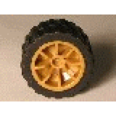 pearl gold wheel 18mm d x 14mm spoked with black tire 24 x 14 shallow tread 51377 30648