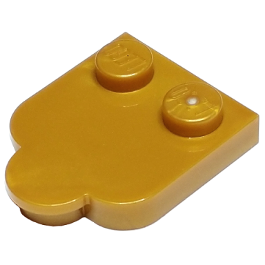 pearl gold tile modified 2 x 2 with studs on edge rounded corners and 1 x 1 half circle extension