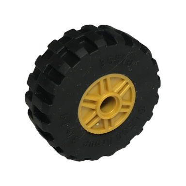 pearl gold wheel 18mm d x 14mm with pin hole fake bolts and shallow spokes with black tire 37 x 14 55981 35578