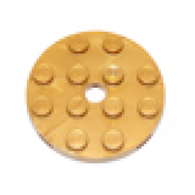 pearl gold plate round 4 x 4 with hole