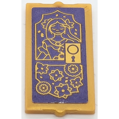 pearl gold glass for window 1 x 2 x 3 with door handle keyhole flowers and girl outline on dark purple background pattern sticker - set 43201