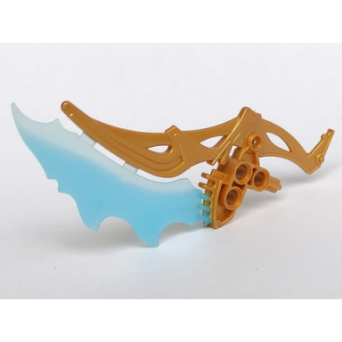 pearl gold bionicle weapon ornate with molded trans-light blue blade pattern