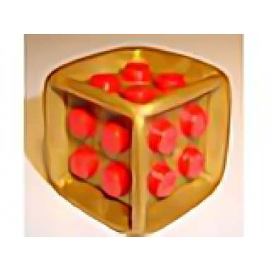 pearl gold die cube with molded hard plastic red 2 x 2 studs pattern on all sides - flexible rubber