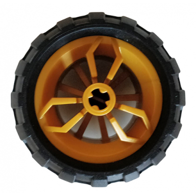 pearl gold wheel 30.4mm d x 20mm with center axle holes motorcycle with black tire 43.2mm d x 26mm balloon small 66155 61481
