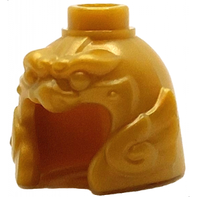 pearl gold minifigure headgear helmet with cheek protection wings animal face and stud on top