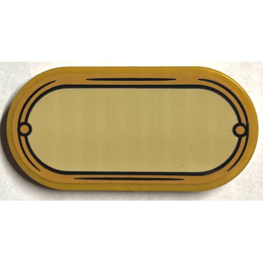 pearl gold tile round 2 x 4 oval with tan label with gold border pattern sticker - set 76399