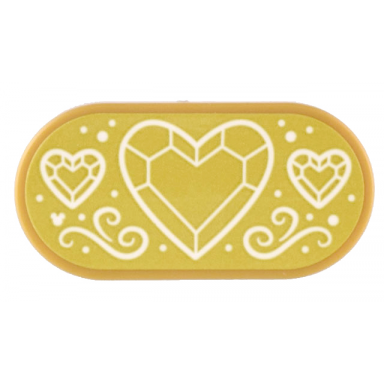 pearl gold tile round 2 x 4 oval with white crystal hearts and swirls on gold background pattern sticker - set 43205