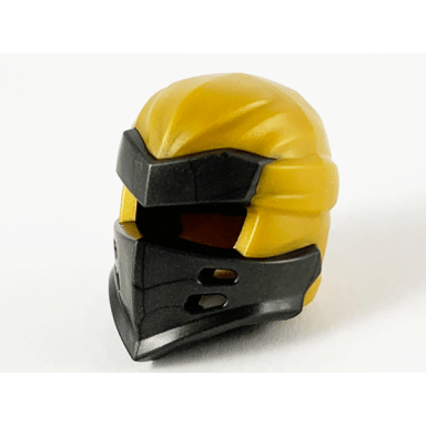 pearl gold minifigure headgear ninjago wrap type 7 with 4 slits on front with molded pearl dark gray armor pattern