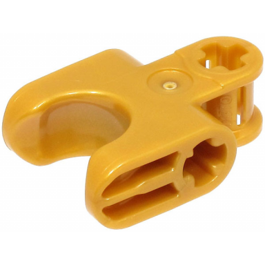 pearl gold technic axle connector 2 x 3 with ball joint socket - closed sides straight forks with closed axle holes