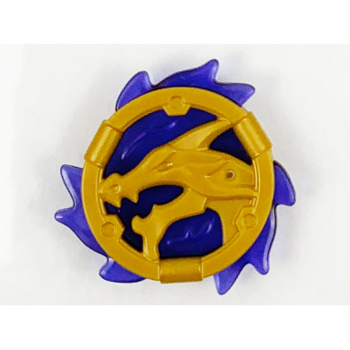 pearl gold ring 3 x 3 with dragon head with molded trans-purple flames pattern ninjago storm amulet