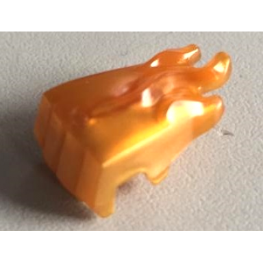 pearl gold hand gorilla fist with marbled trans-orange flames pattern fits minifigure hand