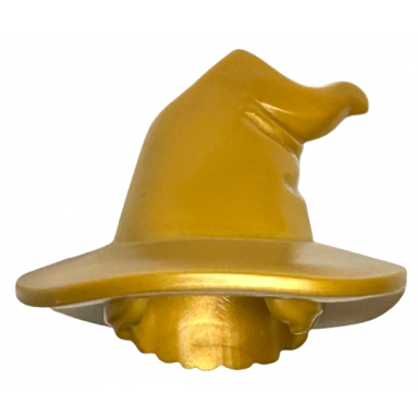 pearl gold minifigure hair combo hair with hat short with floppy witch hat