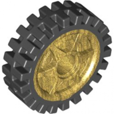 pearl gold wheel 24 x 7 with shallow spokes with fixed black rubber tire