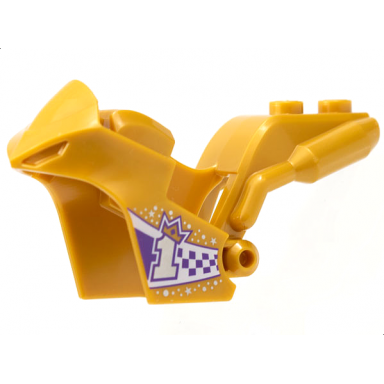 pearl gold motorcycle fairing stuntz sport bike tapered front with silver number 1 with gold crown on dark purple and white checkered pattern