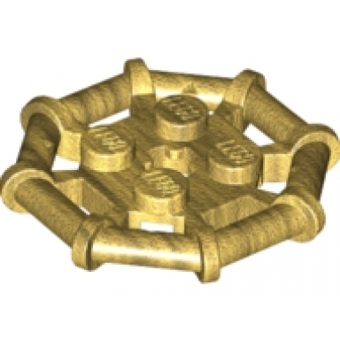 pearl gold plate modified 2 x 2 with bar frame octagonal reinforced completely round studs