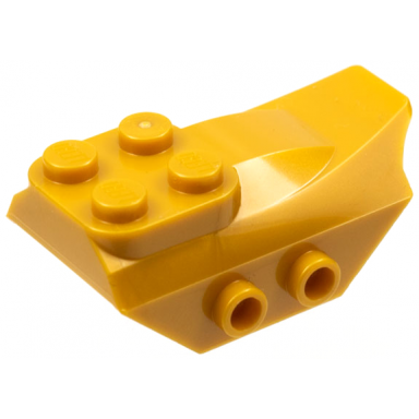 pearl gold slope curved 4 x 2 with 4 studs on top 2 hollow studs on each side wing end