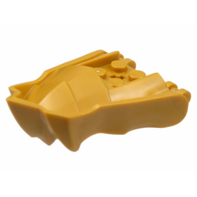 pearl gold dragon head ninjago jaw with small spikes and 2 bar handles on back