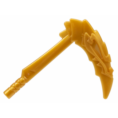 pearl gold minifigure weapon sickle with dragon head and short wrapped handle ninjago scythe of quakes