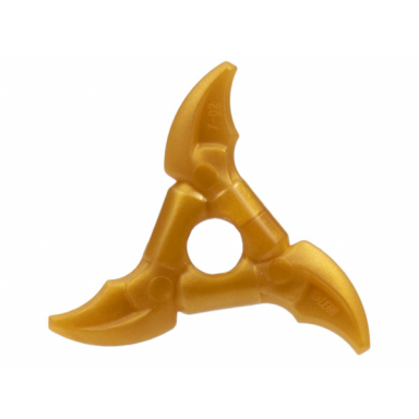 pearl gold minifigure weapon shuriken throwing star with smooth grips and curved blades