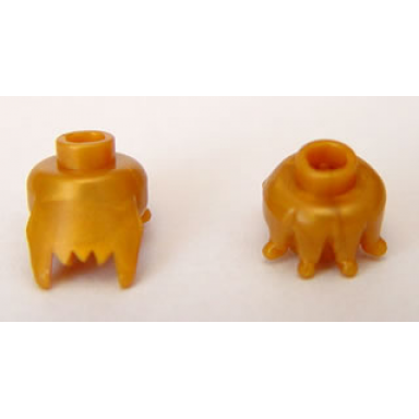 pearl gold minifigure head modified jagged bottom edge plain