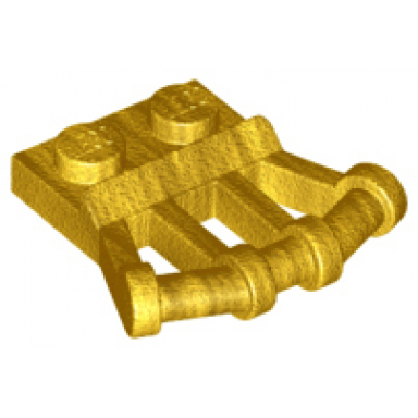 pearl gold plate modified 1 x 2 with angled bar handles on side