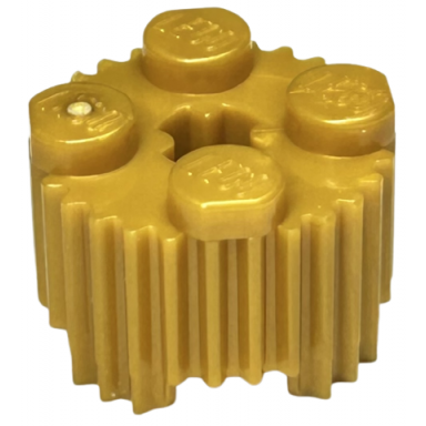 pearl gold brick round 2 x 2 with axle hole and grille fluted profile