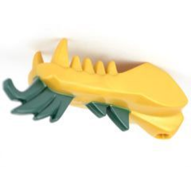pearl gold dragon head ninjago jaw lower with dark green spines pattern