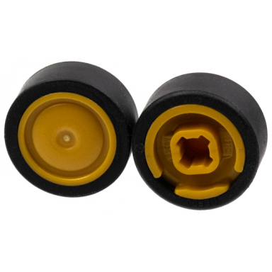 pearl gold wheel 11mm d x 6mm with smooth hubcap with black tire 14mm d x 6mm solid smooth 93594 50945